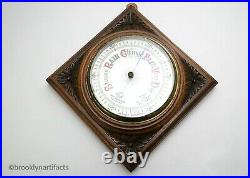 Antique 1800s English Victorian Design Floral Etched Wood Mounted Barometer