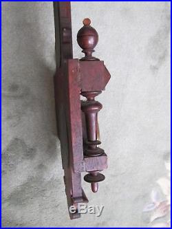 Antique 1800s German Wood Carved Wall Barometer Thermometer