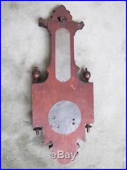 Antique 1800s German Wood Carved Wall Barometer Thermometer
