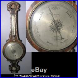 Antique 1840-60s Millard London Inlaid Wall Barometer Thermometer