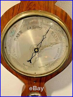 Antique 1860's A. Rivolta England George III Period Mahogany Wheel Barometer