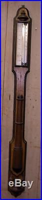 Antique 1880's E. C. Spooner Boston Walnut Storm King Stick BarometerThermometer