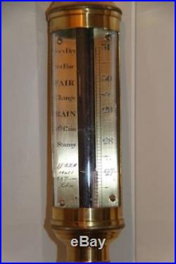 Antique 1890 Portugal Brass Ship's Stick Barometer R. N DESTERRO LISBON