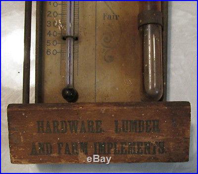 Antique 1890s ERICKSON Hardware Farm Implements John Deere BAROMETER THERMOMETER