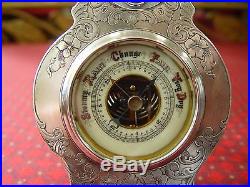Antique 1904 Mermod Jaccard & King Sterling Silver Desktop Barometer Thermometer