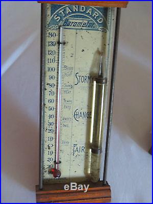 Antique 1906 Standard Barometer or Storm Glass and Thermometer Chas. E. Large