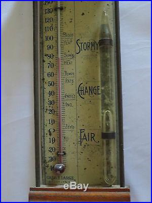 Antique 1906 Standard Barometer or Storm Glass and Thermometer Chas. E. Large