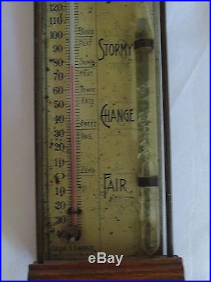 Antique 1906 Standard Barometer or Storm Glass and Thermometer Chas. E. Large