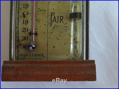 Antique 1906 Standard Barometer or Storm Glass and Thermometer Chas. E. Large