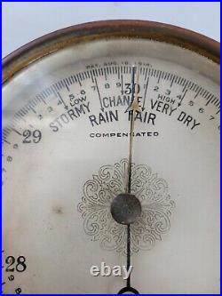 Antique 1914 Short & Mason Brass Barometer Maritime Rochester, NY