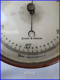 Antique 1914 Short & Mason Brass Barometer Maritime Rochester, NY