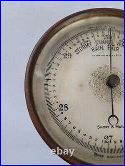 Antique 1914 Short & Mason Brass Barometer Maritime Rochester, NY