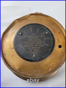 Antique 1914 Short & Mason Brass Barometer Maritime Rochester, NY