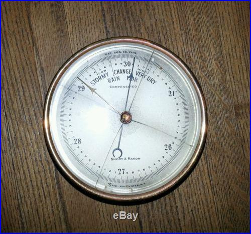 Antique 1914 Short & Mason Compensated Barometer NO RESERVE