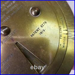 Antique 1915 Negretti & Zambra London Brass Weather Barometer with Pouch Paperwork