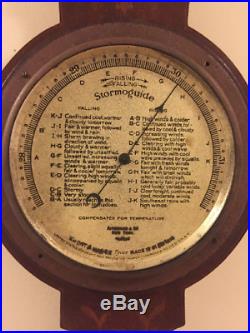 Antique 1920's Short & Mason Banjo Barometer w. Taylor Tycos Stormoguide Vintage