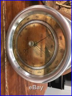 Antique 1944 Nihon Kisho Sokki Brass Aneroid Ship's Barometer 5x8