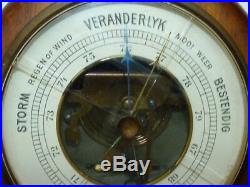 Antique 19C Belgian Utrecht Spring Mechanism Hallmarked Barometer, D. Dial 11 cm