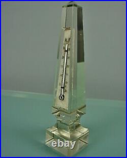 Antique 19. C Large Size Cut Glass Desktop Obelisk Form Thermometer
