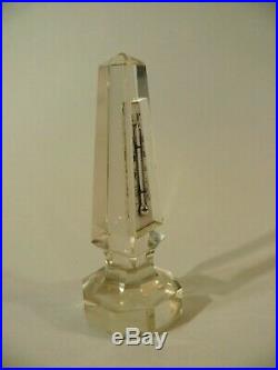 Antique 19thC Grand Tour Cut Polished Glass Obelisk RF Thermometer 4 5/8 Tall
