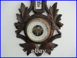Antique 19thC Hand Carved Black Forest Thermometer Barometer
