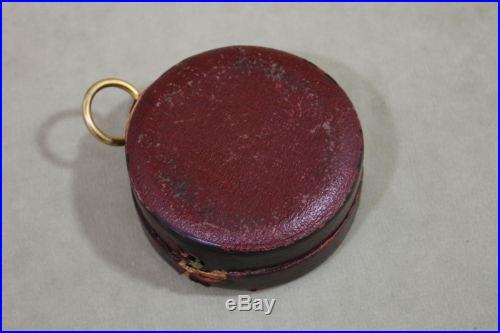 Antique 19thC Keuffel & Esser Co N. Y. Brass Pocket Barometer & Leather Case