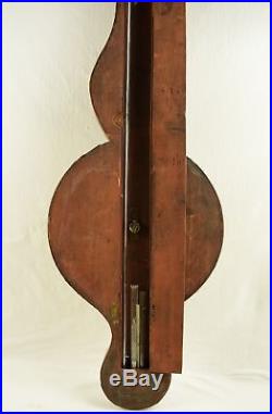 Antique 19th Banjo Wheel Thermometer Barometer M Fatorini Chichester Tiger Maple