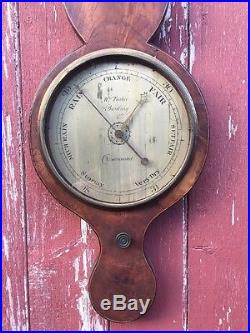 Antique 19th C English George III Banjo Barometer Wm TASKER (1813-1853) BANBURY
