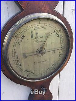 Antique 19th C English George III Banjo Barometer Wm TASKER (1813-1853) BANBURY