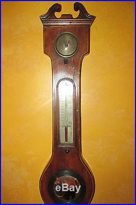 Antique 19th C Ferguson Elgin Weather Station /Barometer, Thermometer. Mahoganhy