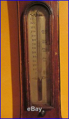 Antique 19th C Ferguson Elgin Weather Station /Barometer, Thermometer. Mahoganhy