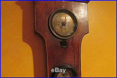 Antique 19th C Ferguson Elgin Weather Station /Barometer, Thermometer. Mahoganhy