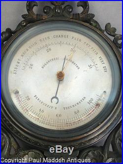 Antique 19th C. French Aneroid Barometer on Marble Base