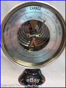Antique 19th C. French Breguet Barometer on Bronze Cherub Stand