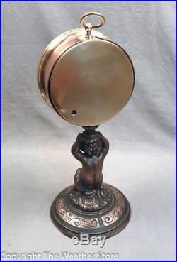 Antique 19th C. French Breguet Barometer on Bronze Cherub Stand