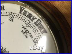 Antique 19th C. Hand Carved Oak Barometer & Thermometer