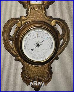 Antique 19th C Louis XV Style Gilt-wood Bourgeois Barometer