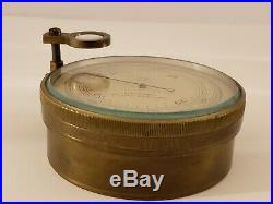 Antique 19th C STANLEY LONDON 2453 Brass Surveying Aneroid Barometer withMagnifier