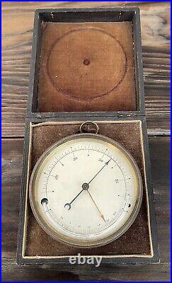 Antique 19th Century A. Lietz Brass Barometer / Thermometer in Original Case