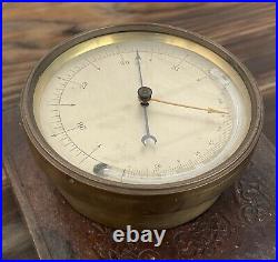 Antique 19th Century A. Lietz Brass Barometer / Thermometer in Original Case