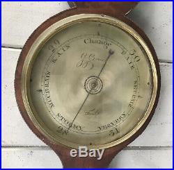 Antique 19th Century C. Crocel Fecit Banjo Wheel Barometer Weather Station