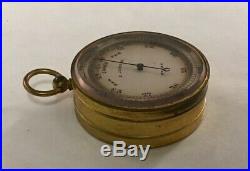 Antique 19th Century English Brass Pocket Barometer E. Johnson Derby