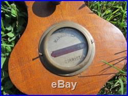 Antique 19th Century English Oak Porcelain Face Wall Barometer Thermometer yqz