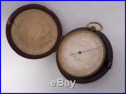 Antique 19th Century English Pocket Barometer Stanley London England with Case