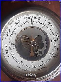 Antique 19th Century French Carved Oak Barometer Thermometer Centigrade& Reaumur