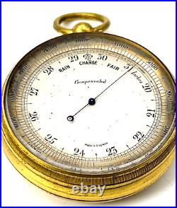 Antique 19th Century Pocket BrassCompensated Barometer England, circa 1880