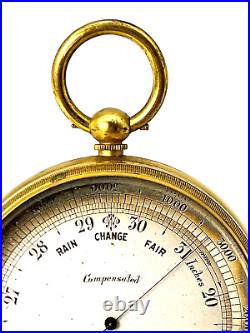 Antique 19th Century Pocket BrassCompensated Barometer England, circa 1880