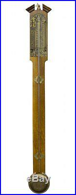 Antique 19th Century Stick Barometer Walnut Case Inscription in Latin