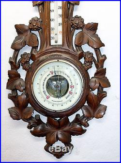 Antique 19th Century Victorian Black Forest Barometer Thermometer heigth 67cm