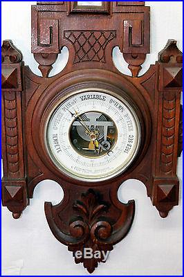Antique 19th Century Victorian Black Forest Wall Barometer -Thermometer